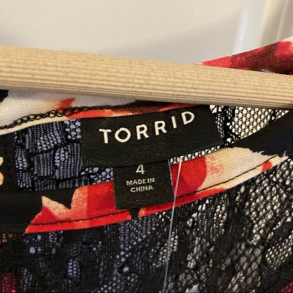 NWT Torrid Skater Midi Dress-Studio Knit Lace Floral Black Size 4X - Picture 6 of 11